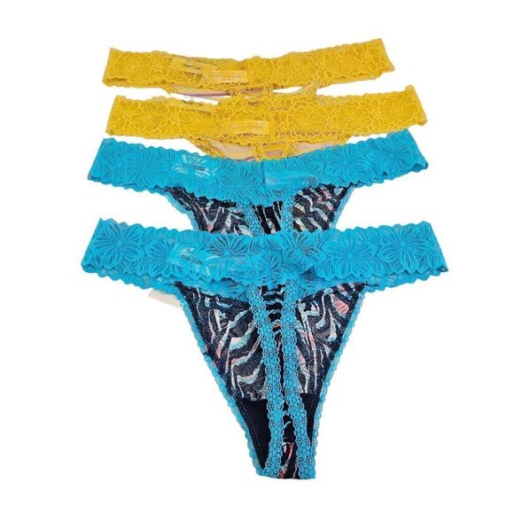 No Boundaries 4-Pack Underwear Micro Lace Multi-Color Thong Panties Size XL NWT - Picture 2 of 15
